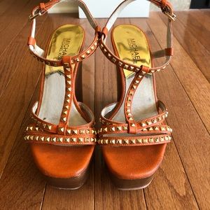 Michael Kors Orange Wedge with Gold Metal Detail